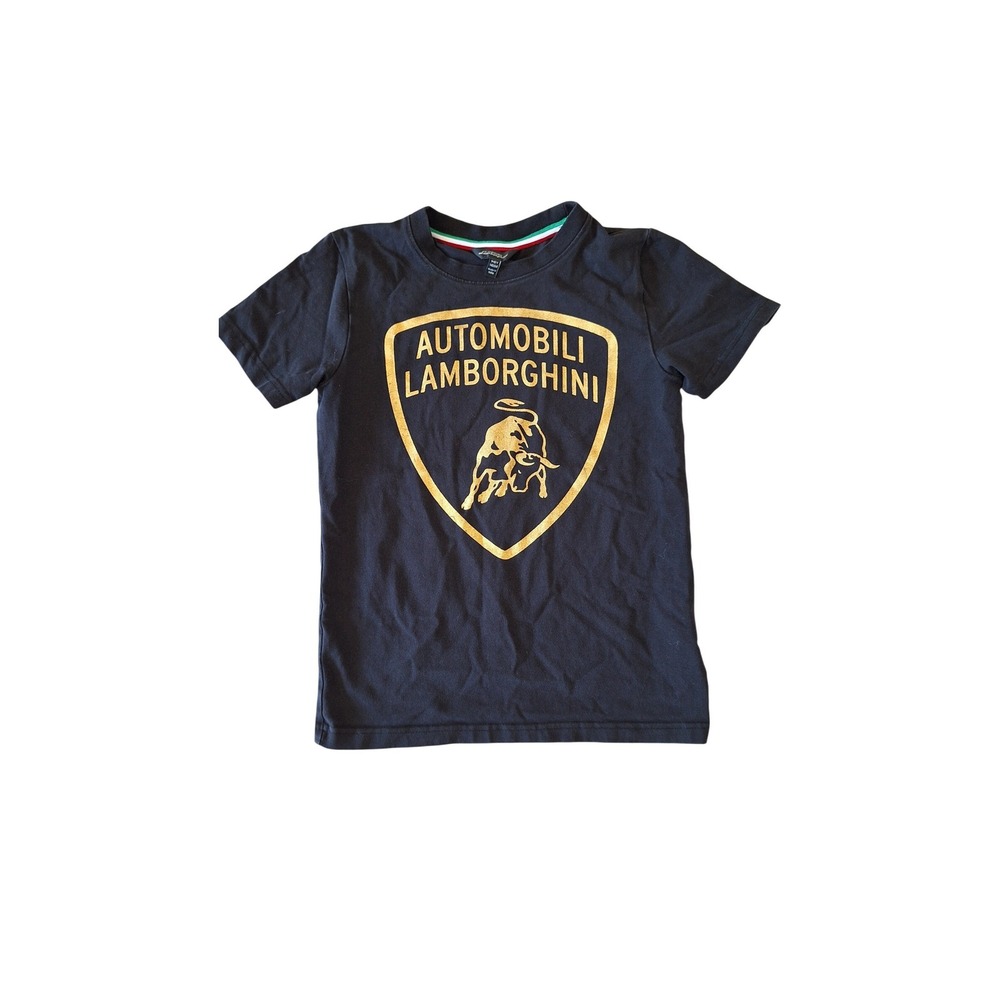 Automobili Lamborghini Kids Black Gold  Shield Graphic T-Shirt Size 9-10Y